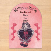 Birthday Gothic Rag Doll Black Heart Lace Pink Acryleinladungen (Vorderseite)