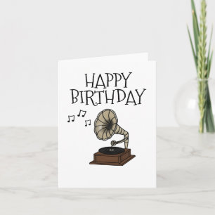 Birthday Gramophone Music Lover Musician Sticker Karte