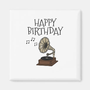 Birthday Gramophone Music Lover Musician Sticker Magnet