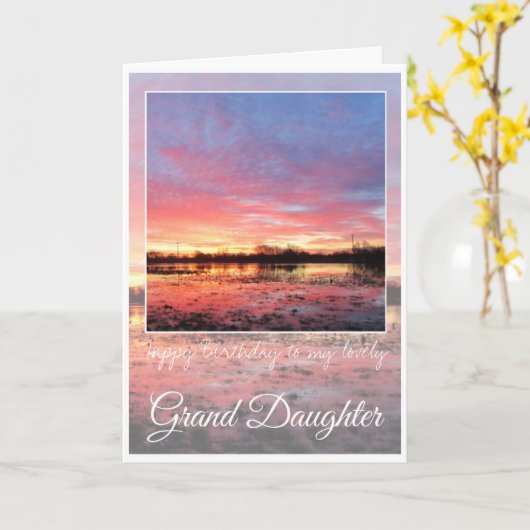 Birthday Grand Daughter, stunning Pink Sunrise. Karte (Gelbe Blume)