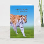 Birthday,  Grandson, Tiger Walking Karte<br><div class="desc">This green-eyed tiger is ready to wish someone special a happy birthday on this colorful greeting card.</div>