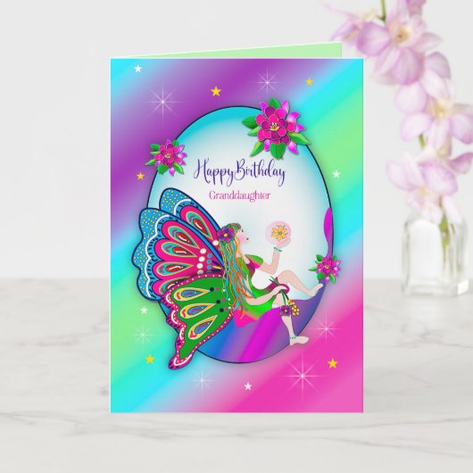 Birthday Grandtochter Magical Butterfly Fairy Karte (Orchidee)