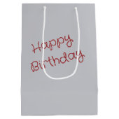 Birthday graue Maus mit flauschiger Kronleuchte Mittlere Geschenktüte (Rückseite)