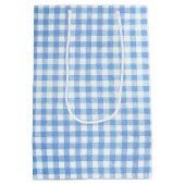 Birthday Gray Kitten on Gingham Mittlere Geschenktüte (Rückseite)