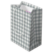 Birthday Gray und White Gingham Mittlere Geschenktüte (Rückseite Schrägansicht)