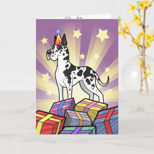 Birthday Great Dane Karte (Gelbe Blume)