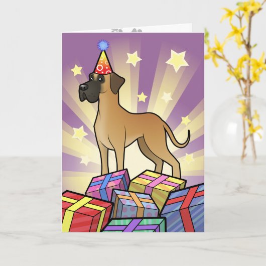 Birthday Great Dane Karte (Gelbe Blume)