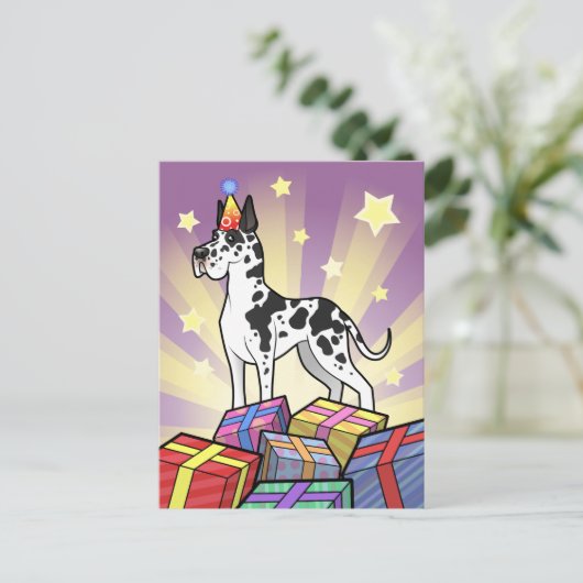 Birthday Great Dane Postkarte (Stehend Vorderseite)