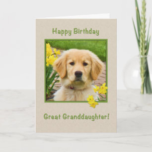 Birthday, Great Granddaughter, Golden Retriever Karte
