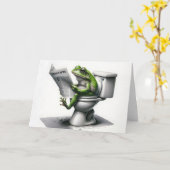 Birthday Green Frog Reading a Newspapier Karte (Gelbe Blume)