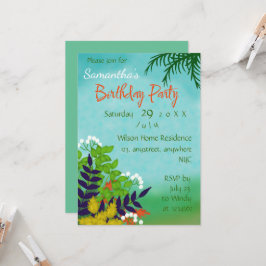 Birthday Green Garden Blue Sky Thema Einladung