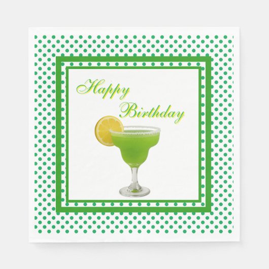 Birthday Green Margarita Serviette (Vorderseite)