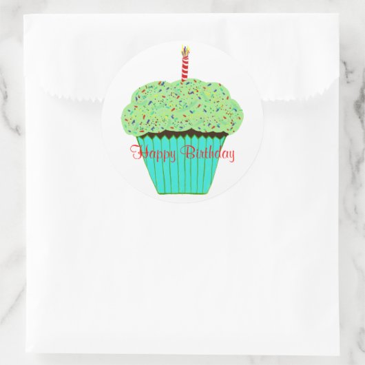 Birthday Green Zuckerguss Chocolate Runder Aufkleber (Tasche)