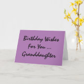 Birthday greeting, granddaughter, purple & black. karte (Gelbe Blume)