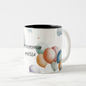 Birthday Greeting Mug – Colorful Balloon Artwork Zweifarbige Tasse (VorderseiteRechts)