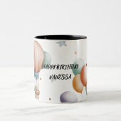 Birthday Greeting Mug – Colorful Balloon Artwork Zweifarbige Tasse (Mittel)