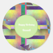 Birthday Greetings Abstract Pattern Stencil Art Runder Aufkleber (Vorderseite)