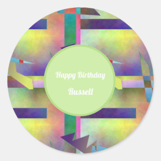Birthday Greetings Abstract Pattern Stencil Art Runder Aufkleber