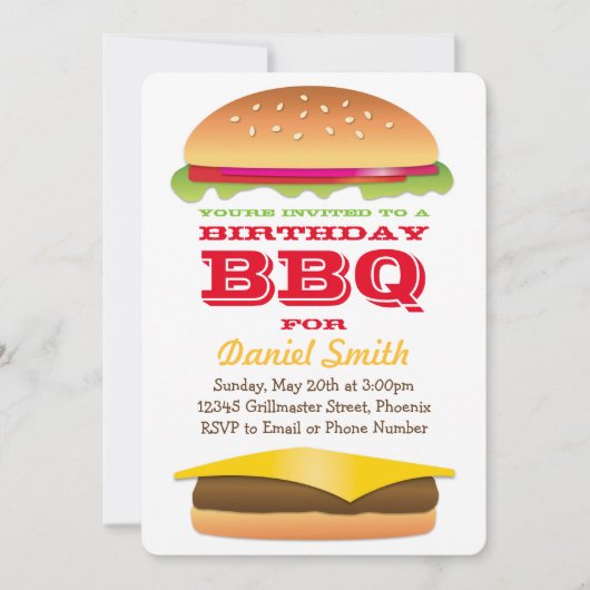 Birthday GRILLEN Cheeseburger Stack Einladung (Vorderseite)