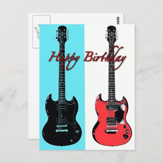 Birthday Guitars Post Card Postkarte (Vorne/Hinten)