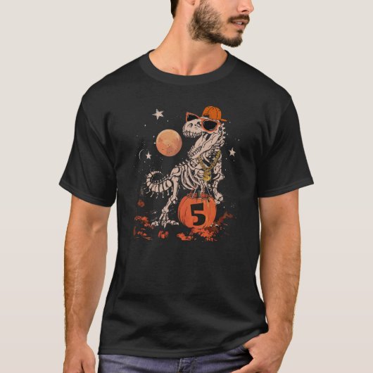 Birthday Halloween 5th Dinosaur Skeleton T-REX Sca T-Shirt (Vorderseite)