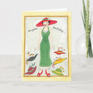 Birthday Hat Girl Card Karte