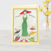 Birthday Hat Girl Card Karte (Gelbe Blume)