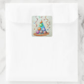 Birthday Hat Quadratischer Aufkleber (Tasche)