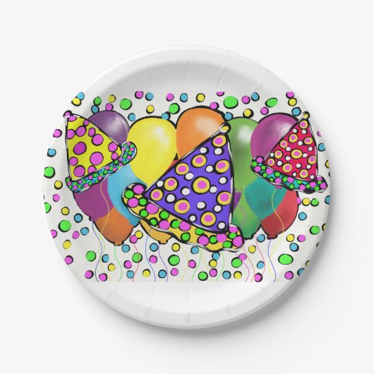 BIRTHDAY HATS DESIGN PAPPTELLER (Vorderseite)