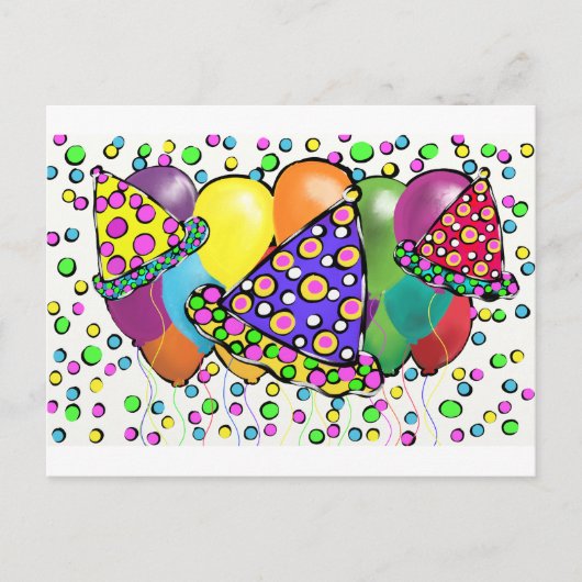 BIRTHDAY HATS DESIGN POSTKARTE (Vorderseite)
