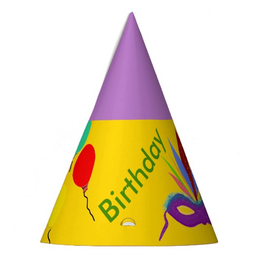 Birthday Hats Lila Mardi Gras Mask Balloons Partyhütchen (Links)