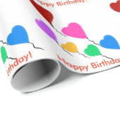 Birthday Heart Balloons Geschenkpapier (Rolleneckpunkt)