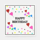 Birthday Heart Balloons Polka Dots Serviette (Vorderseite)