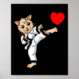 Birthday Heart Geburtstag Grüße Cat Karate Judo Poster