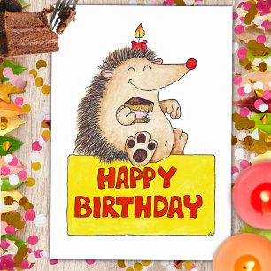 BIRTHDAY HEDGEHOG postcard by Nicole Janes Postkarte