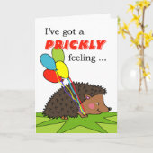 Birthday, Hedgehog With Ballons, Prickly Feeling Karte (Gelbe Blume)