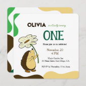 Birthday Hedgehog with chamomile  Einladung (Vorne/Hinten)