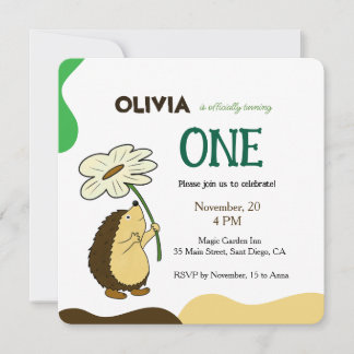 Birthday Hedgehog with chamomile  Einladung