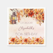Birthday Herbst Orangenblumen Rustikale Lampe Serviette (Vorderseite)