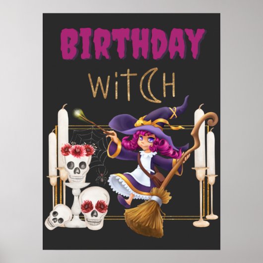 Birthday Hexe Geboren auf Halloween Spooky Party Poster (Vorne)