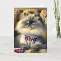 Birthday Himalayan Diva Cat Auf einem Stuhl
