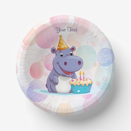 Birthday Hippo Paper Bowl Pappteller (Vorderseite)