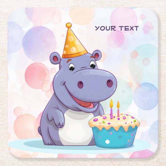 Birthday Hippo Paper Untersetzer (Vorderseite)