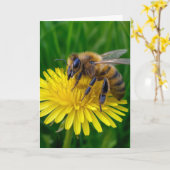 Birthday Honey Bee On a Yellow Dandelion Karte (Gelbe Blume)
