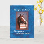 Birthday Horse on Blue Karte (Gelbe Blume)
