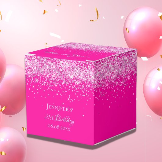 Birthday hot pink Confettgirl Geschenkschachtel