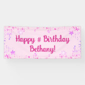 Birthday Hot Pink Stars Personalisiert Banner (Horizontal)