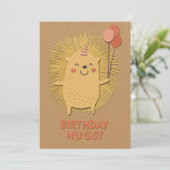 Birthday Hugs Igel Card (Stehend Vorderseite)