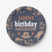 "Birthday Hullabaloo" Western Cowboy Party Pappteller (Vorderseite)