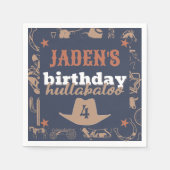 "Birthday Hullabaloo" Western Cowboy Party Serviette (Vorderseite)